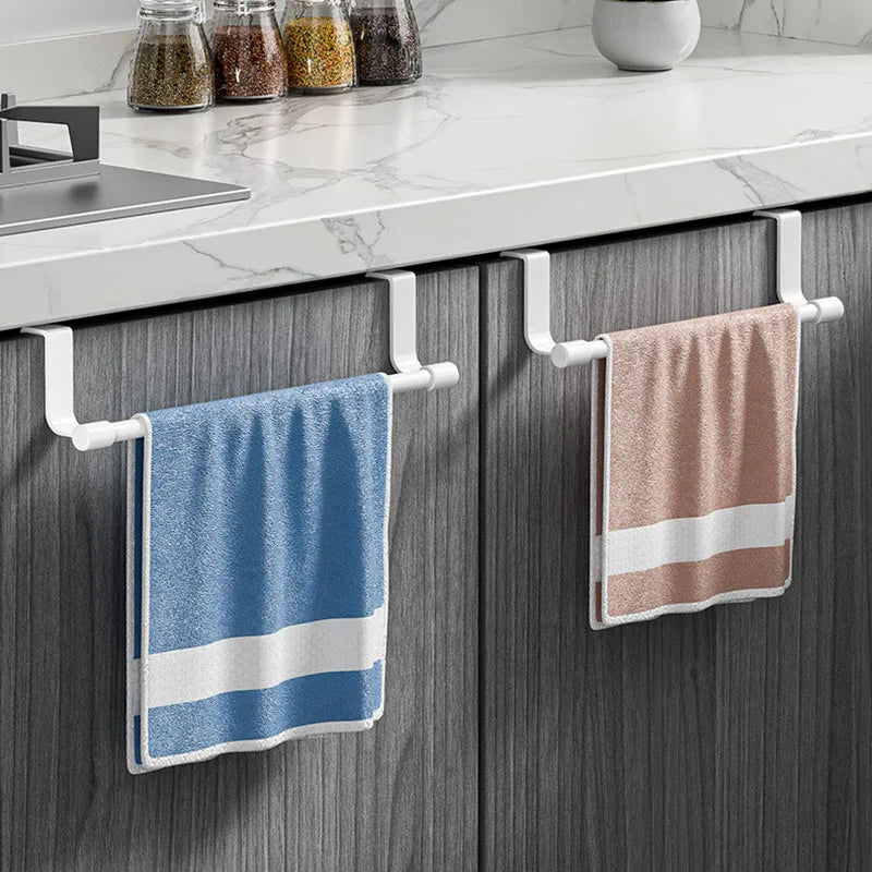 No Drill Hanging Towel Rack For Kitchen Cabinet Door Organizer