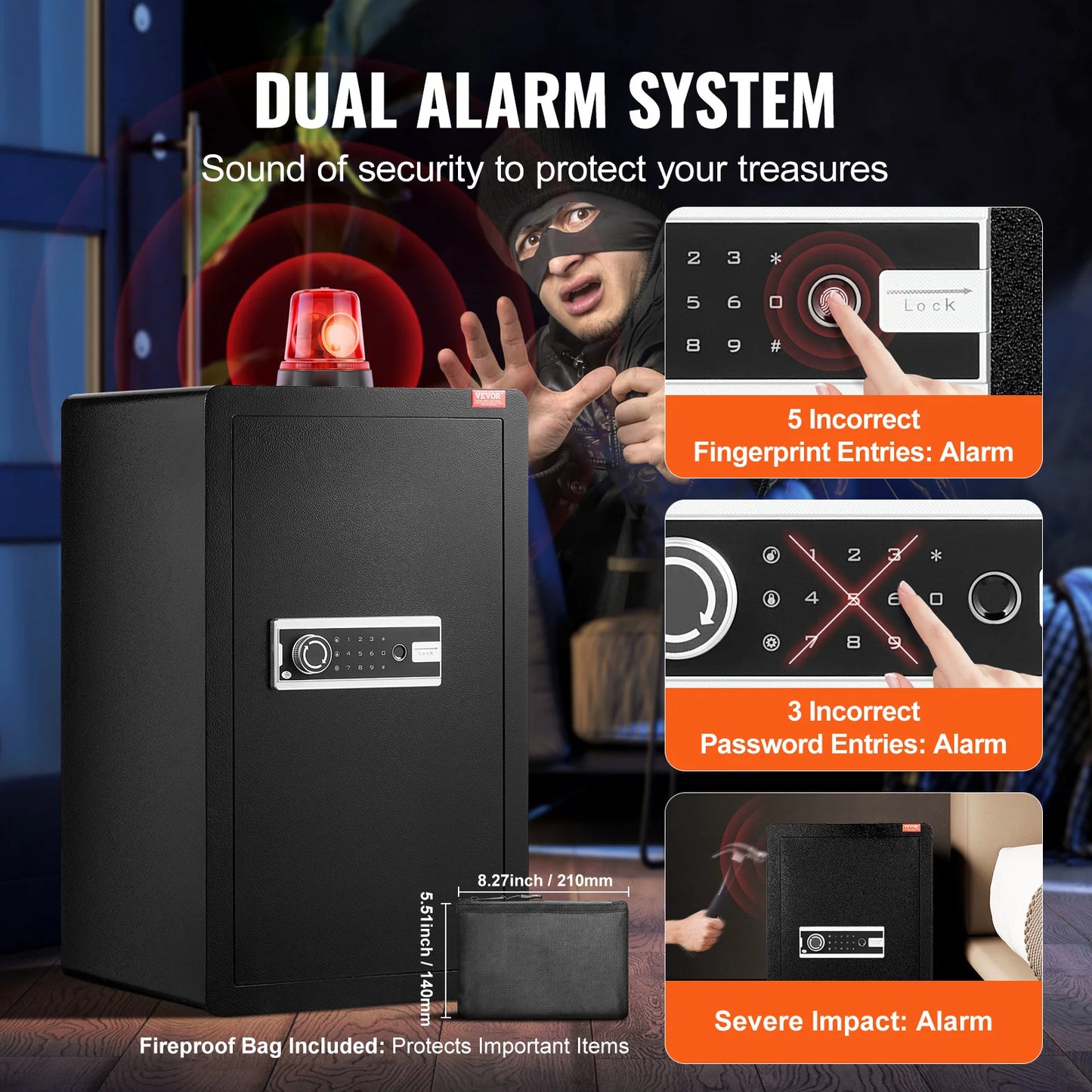 SucceBuy Safe Box with Key Lock Password and Fingerprint Access