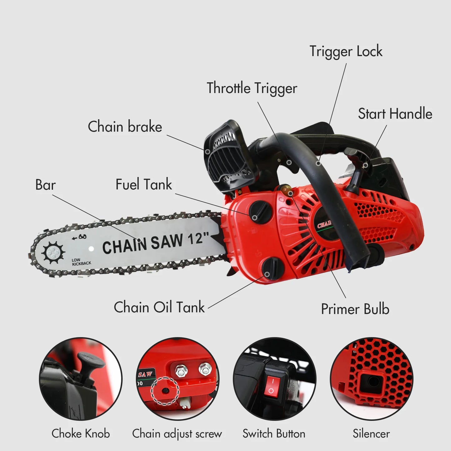 Portable Electric Chainsaw 1000W Brushless Motor For Wood Cutting