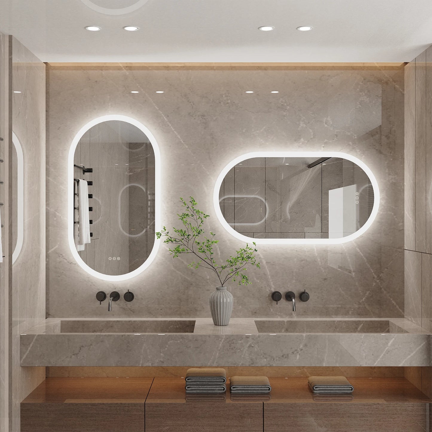 LUVODI LED Backlit Bathroom Mirror With Touch Dimming Defog IP44