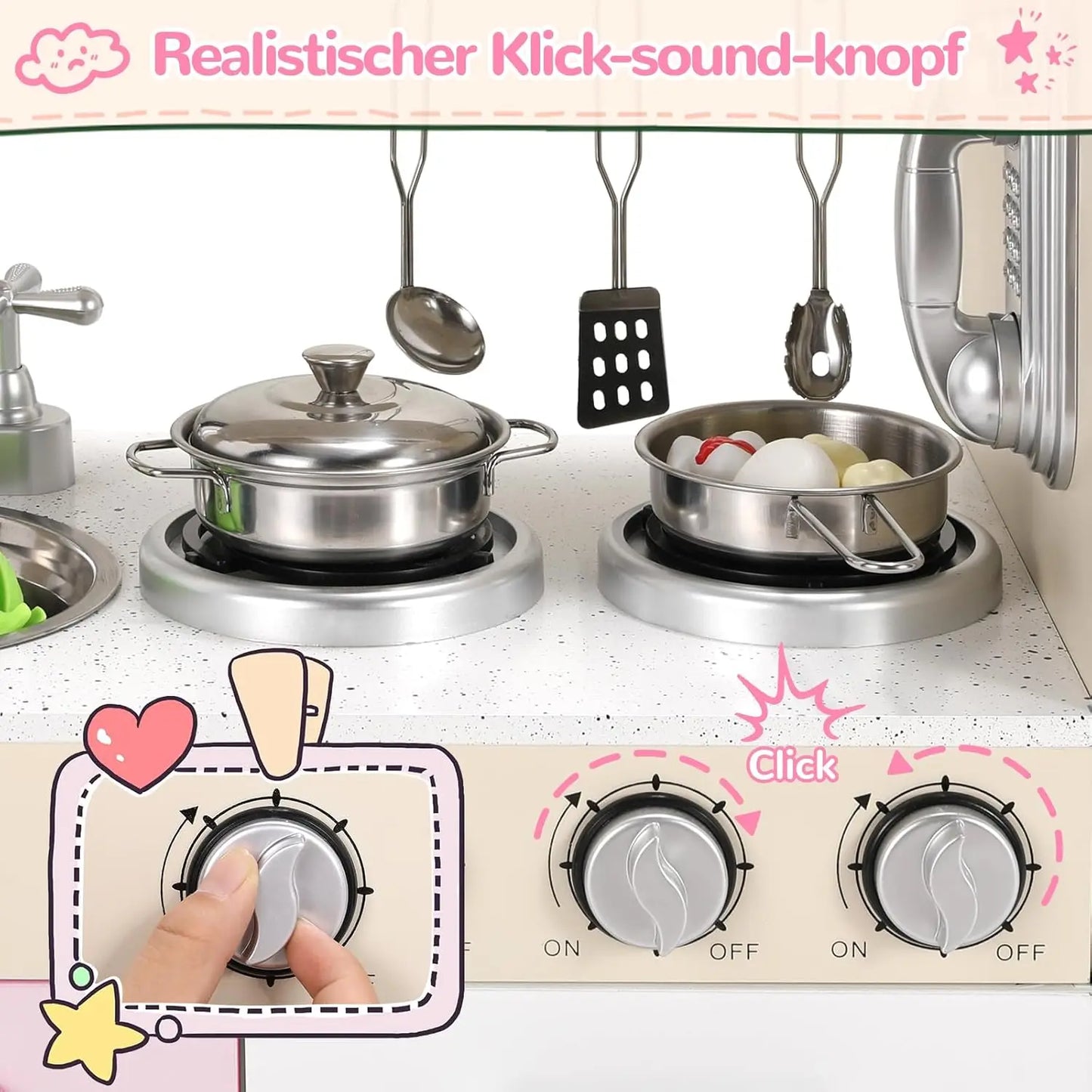 Wooden Pretend Play Kitchen Set With Lights And Sounds