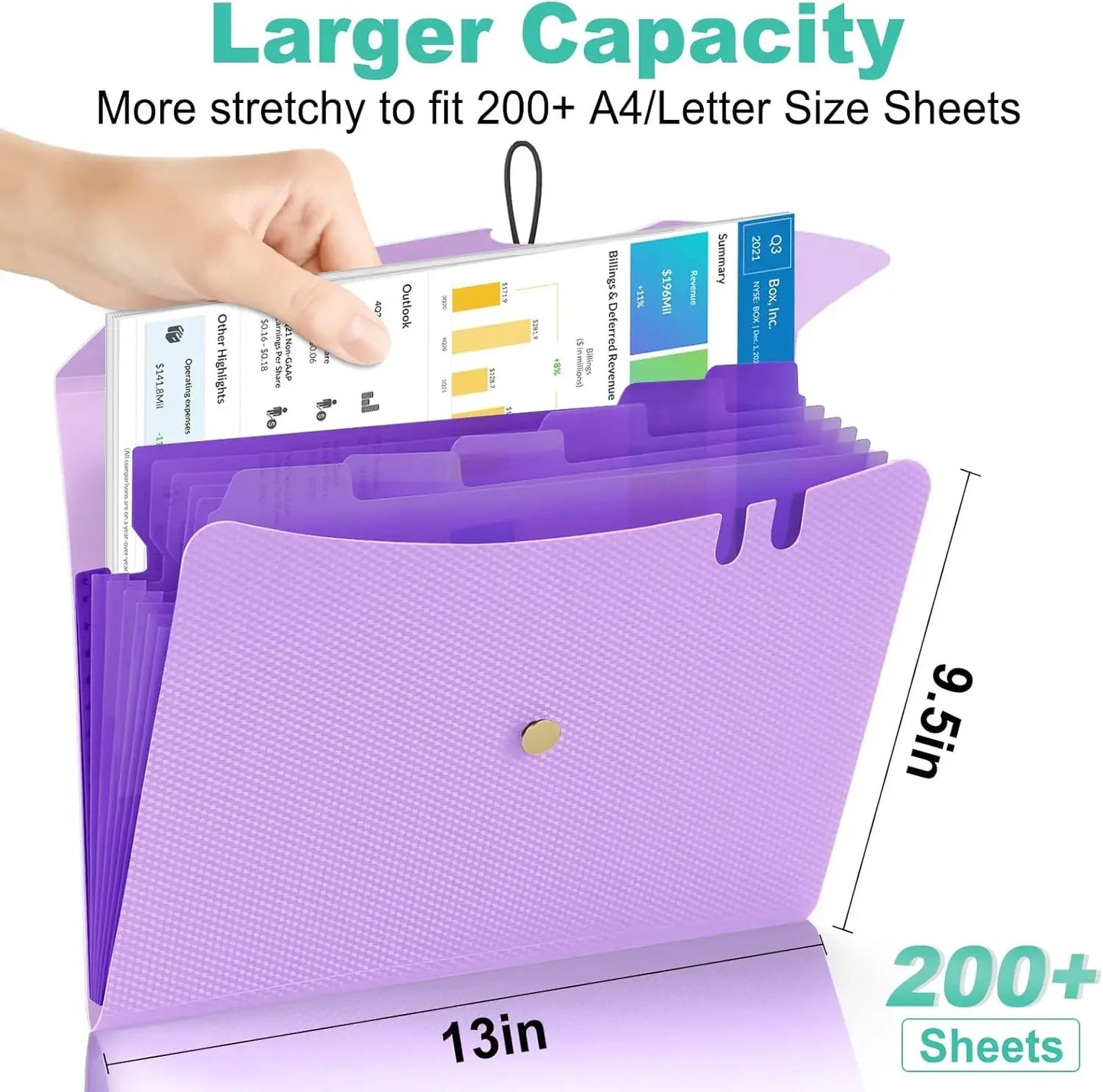 Expandable File Folder With 5 Pockets Polypropylene Organizer Office