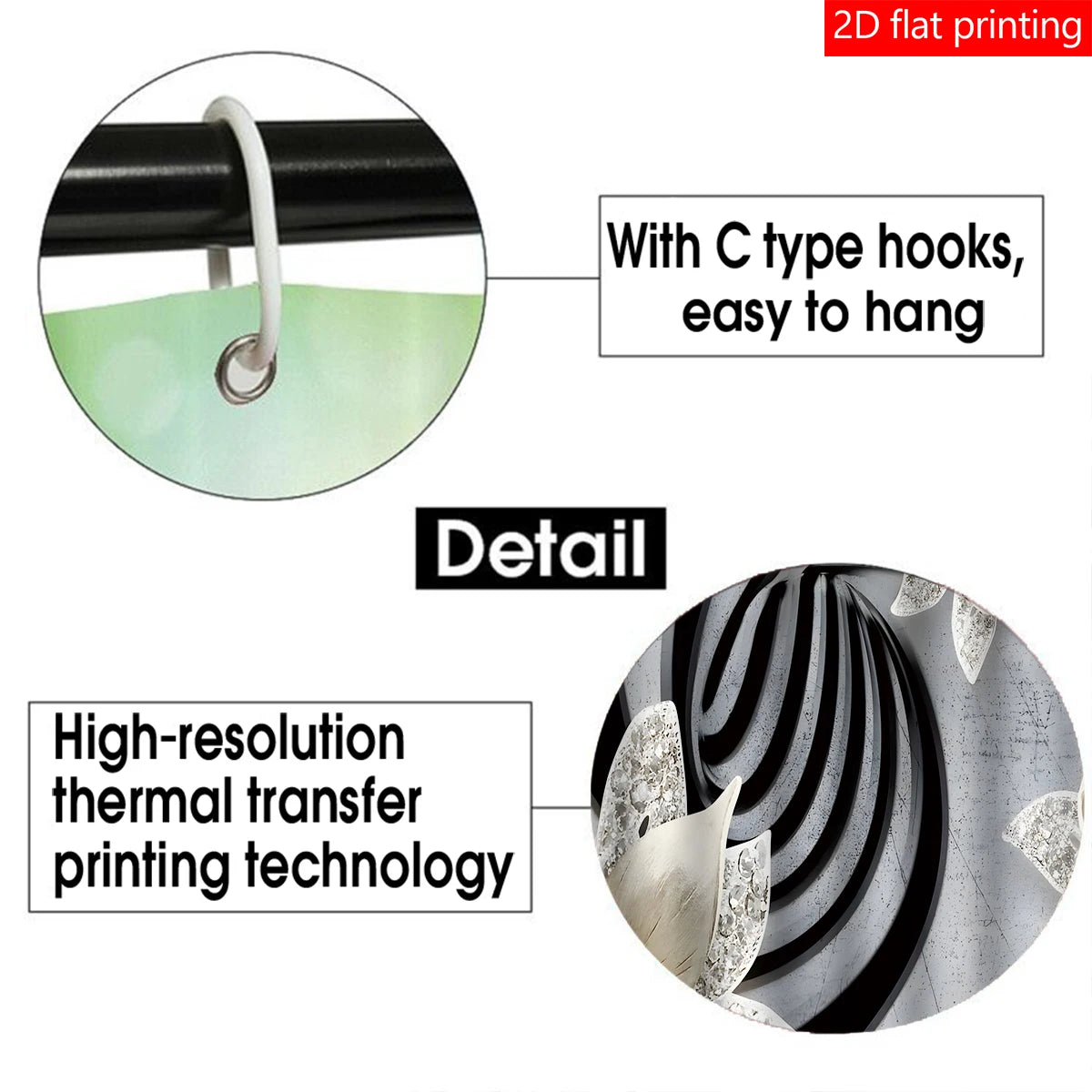 Diamond Flower Shower Curtain Decoration Set Polyester Waterproof Home Decor