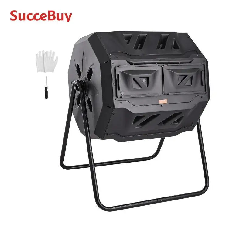 SucceBuy BPA Free Dual Chamber Tumbling Compost Bin For Garden