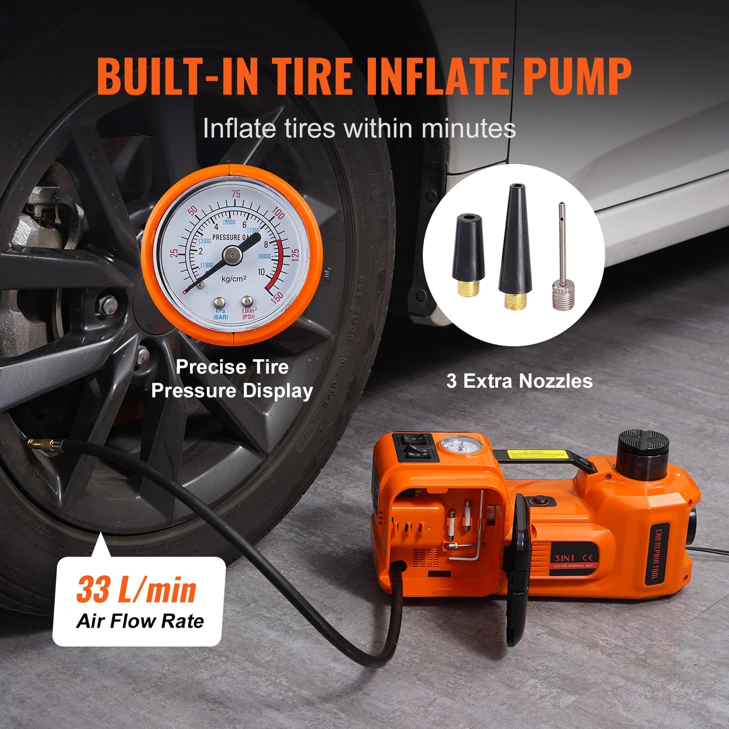 SucceBuy Electric Hydraulic Car Jack Built In Pump And LED