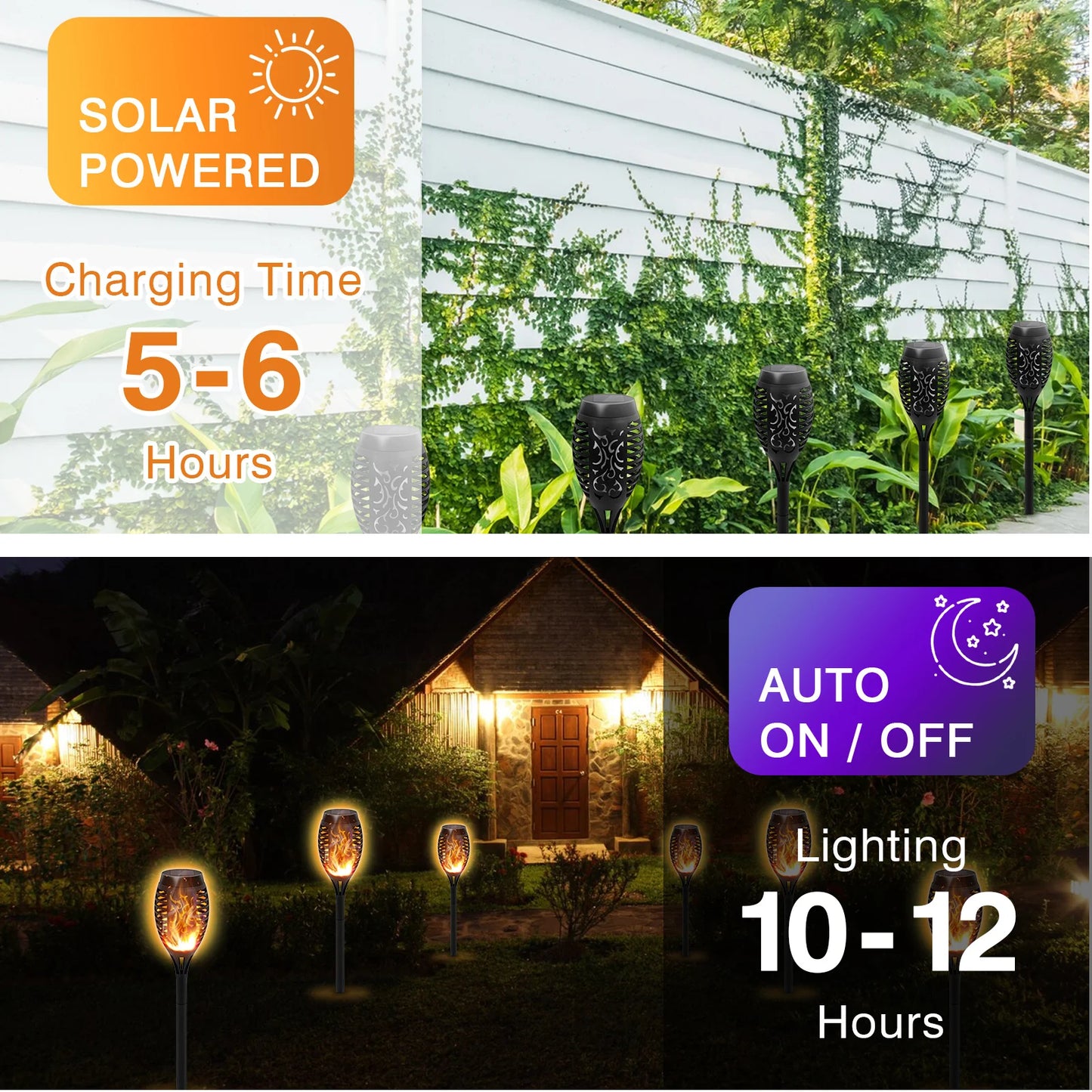 Solar Outdoor LED Torch Lights With Flickering Flame Waterproof Garden