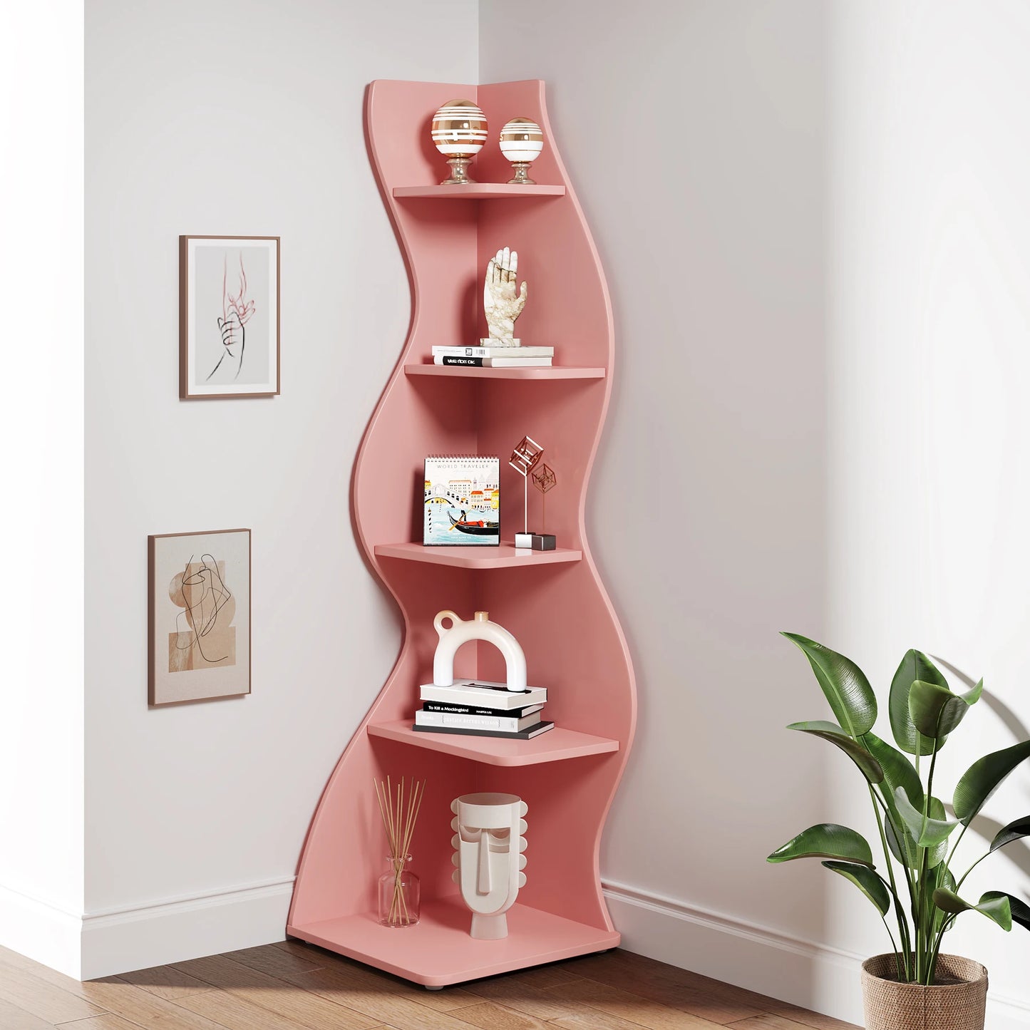 Tribesigns 5 Tier Corner Shelf Wall Bookshelf Plant Stand