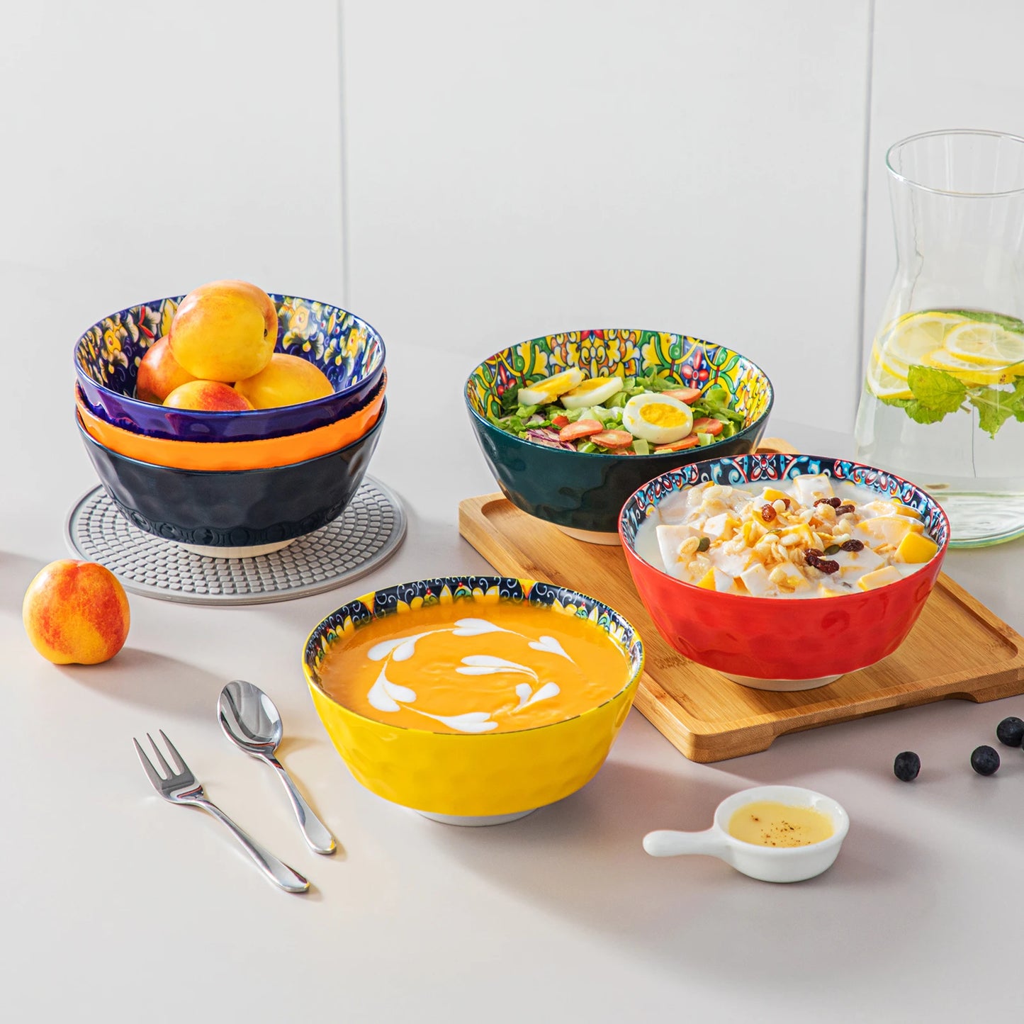 MALACASA Ceramic Dinnerware Set Bohemian Style Tableware for Six