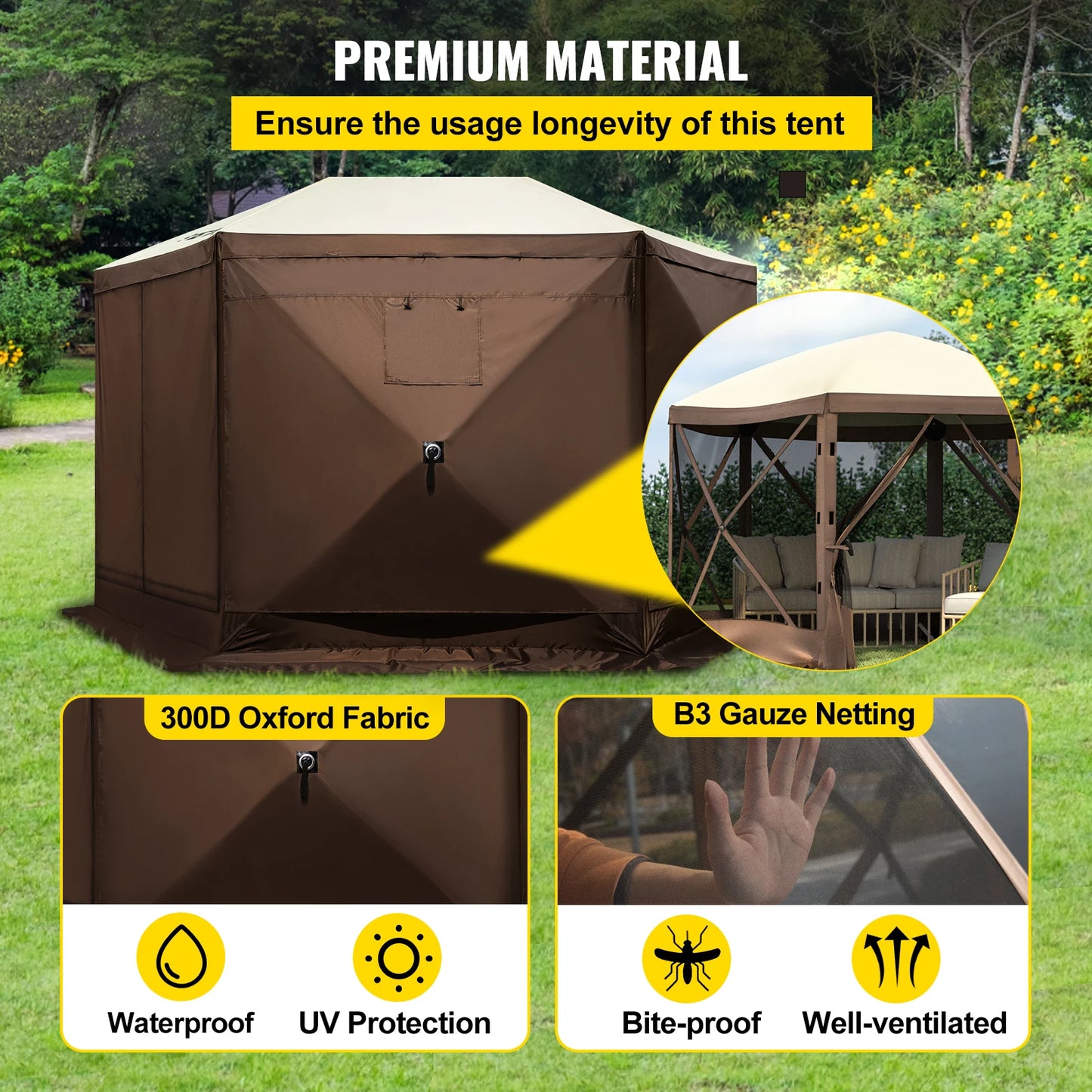 SucceBuy Pop Up Camping Gazebo Shelter for Outdoor Parties