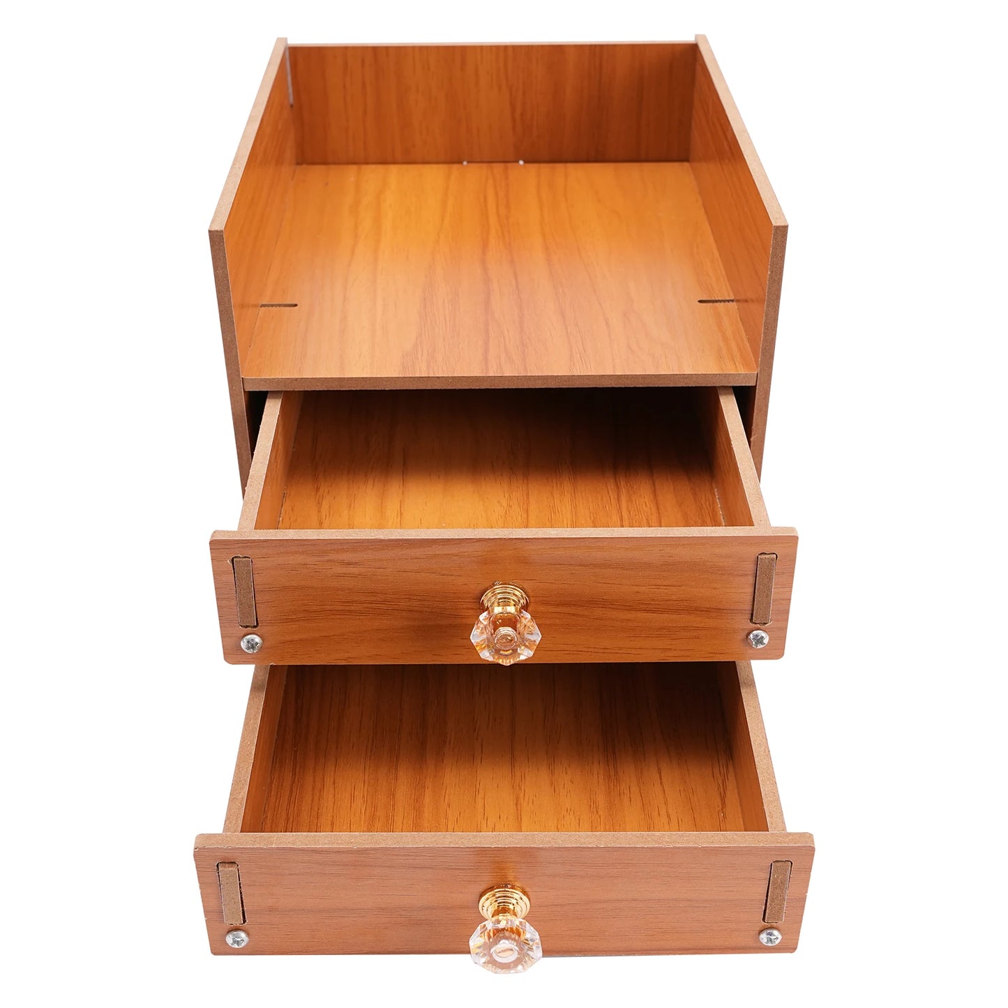 Wood Monitor Stand Riser 2-Tier Drawer for PC Desk Ergonomic