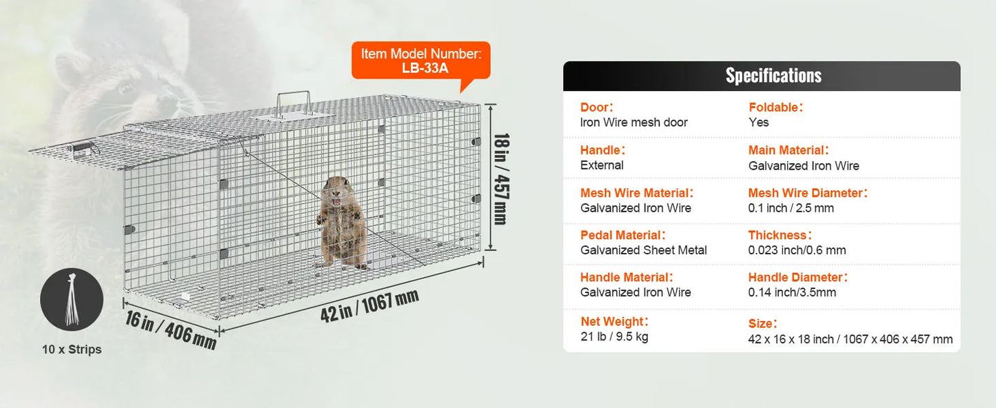 SucceBuy Live Animal Cage Trap Humane Rodent Control For Cats