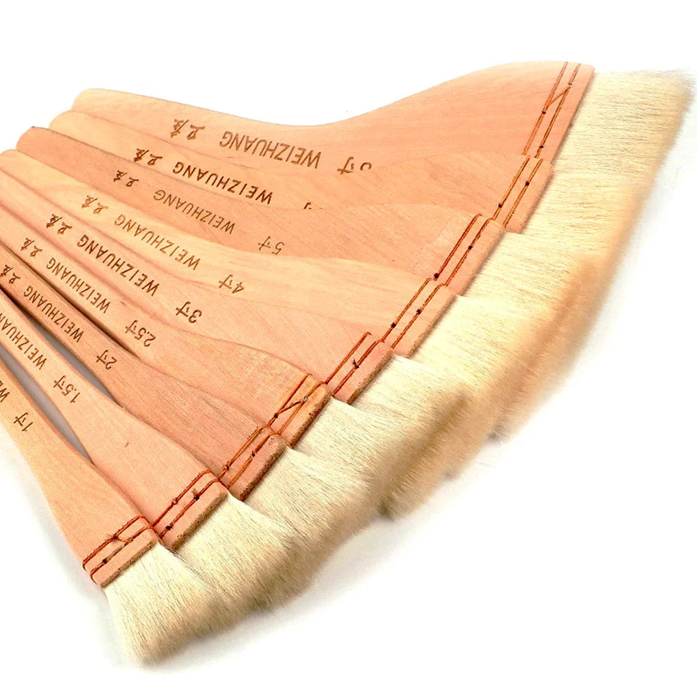 Goat Hair Wooden Handle Paint Brushes For Watercolor And Oil Painting