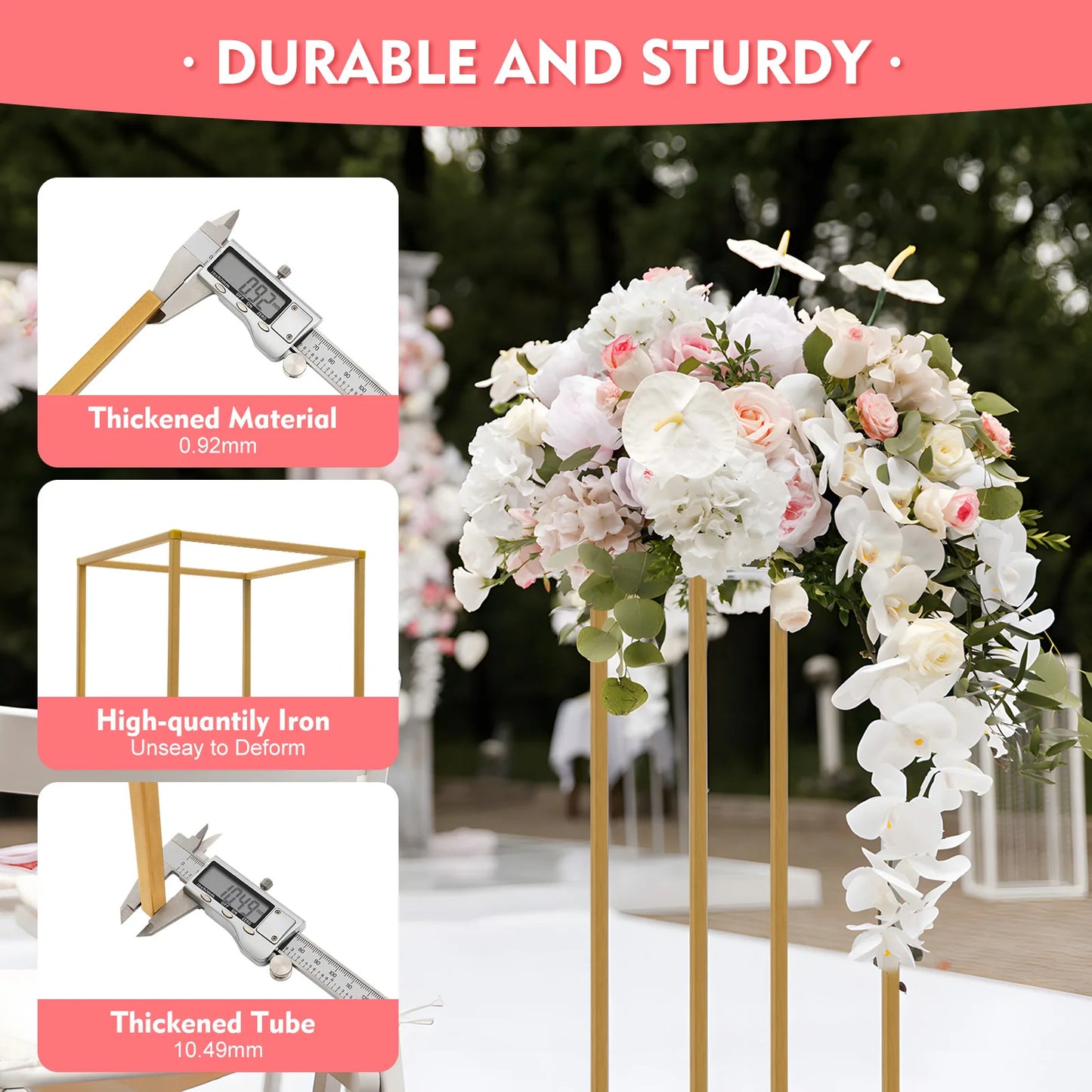 NONECN Geometric Metal Flower Vase Stands Centerpieces For Weddings