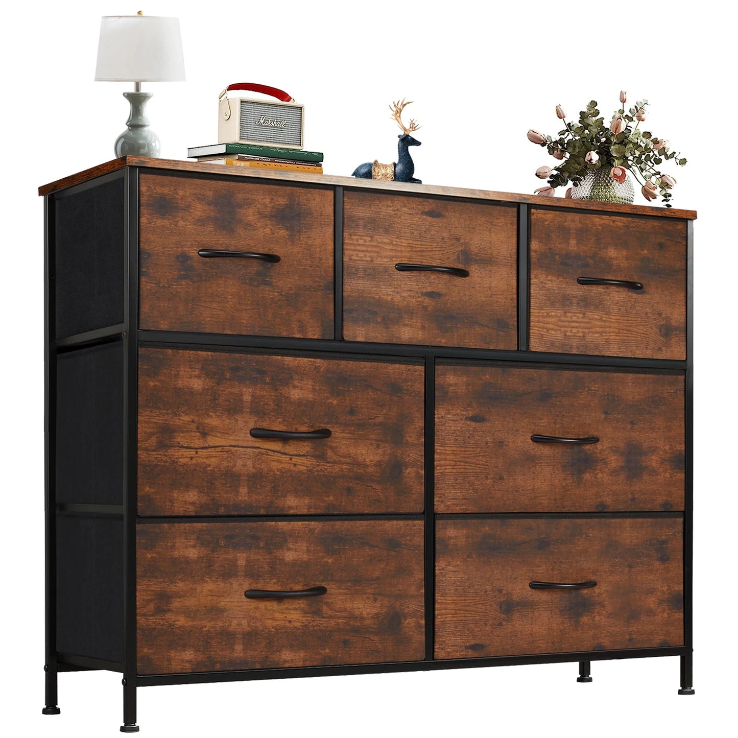 JHK Dresser With 7 Fabric Drawers Storage Closet Chest