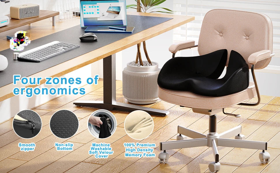 Travel Seat Cushion Memory Foam U Shaped Pillow for Office