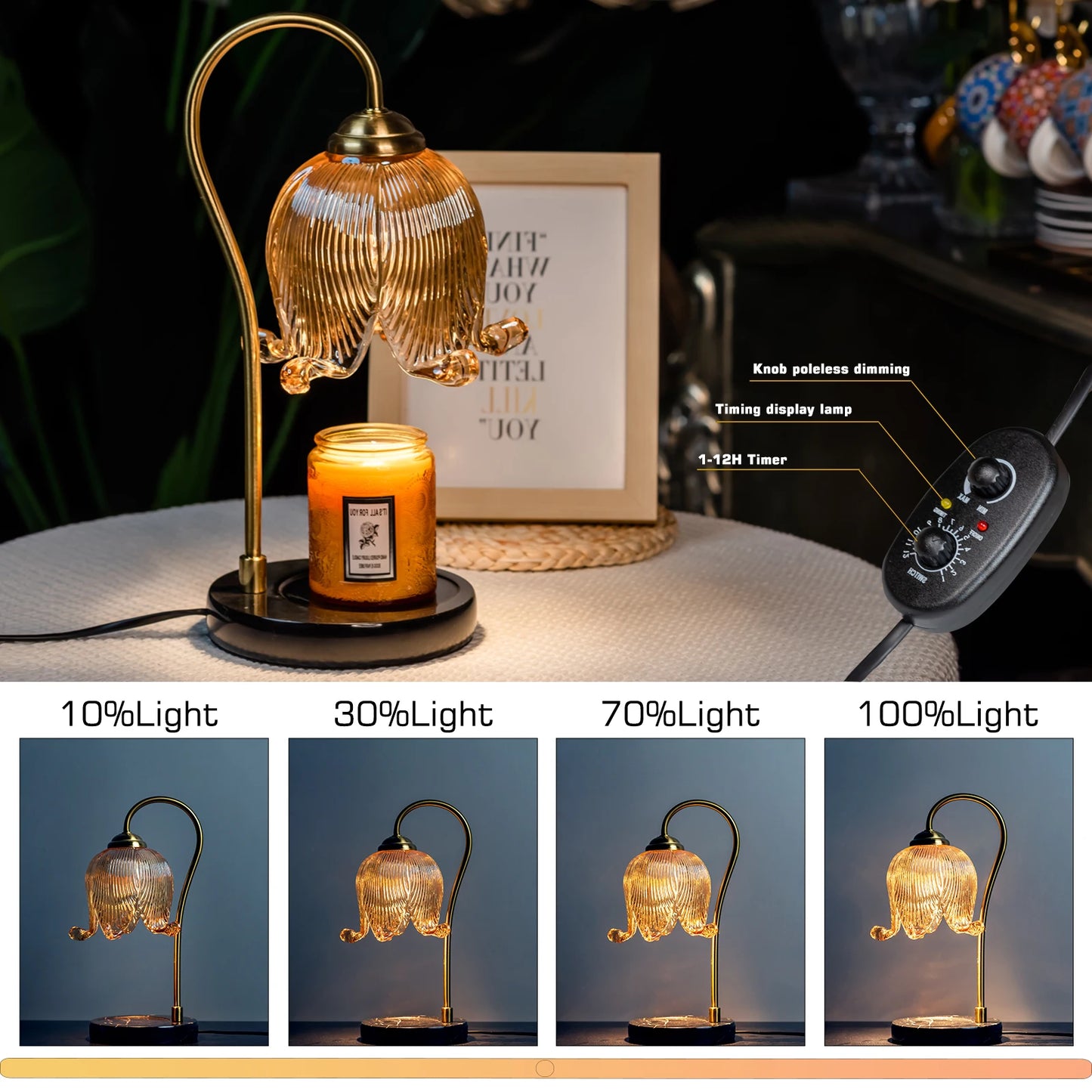 Tulip Flower Warm Candle Lamp Vintage French Retro Night Light