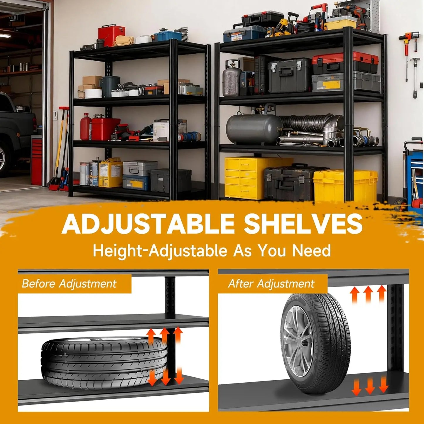 ZHILU Heavy Duty Garage Shelving Unit 5 Tier Steel Storage