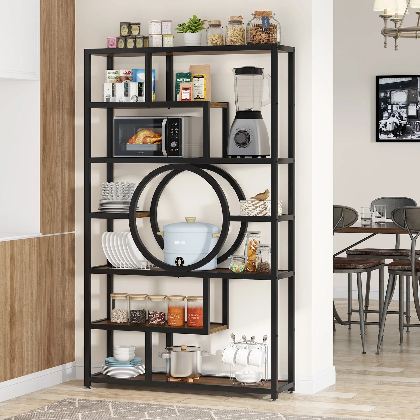 Tribesigns 5 Tier Industrial Bookshelf Etagere Freestanding Bookcase
