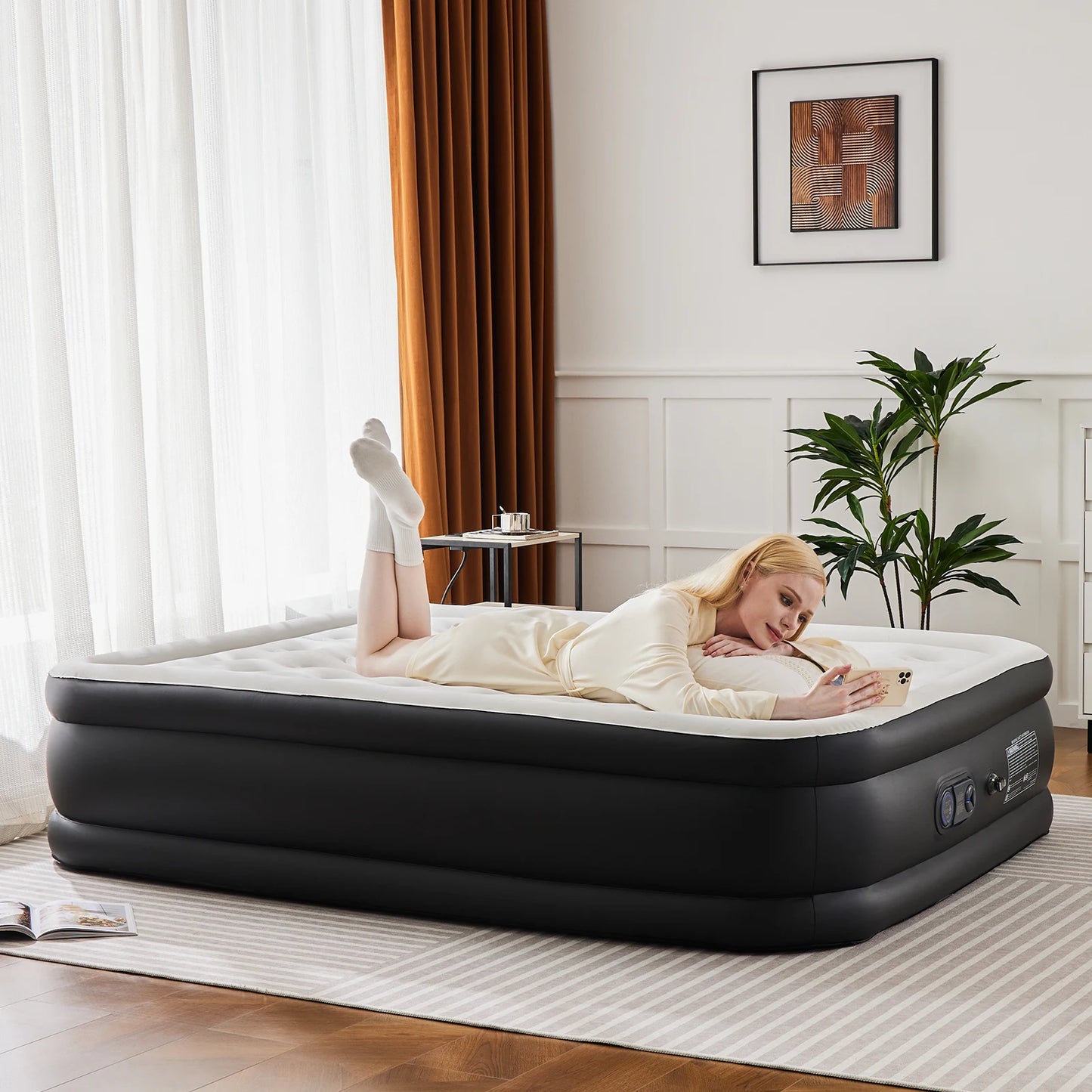 JHK Air Mattress With Non Slip Bottom 660 Lbs Capacity