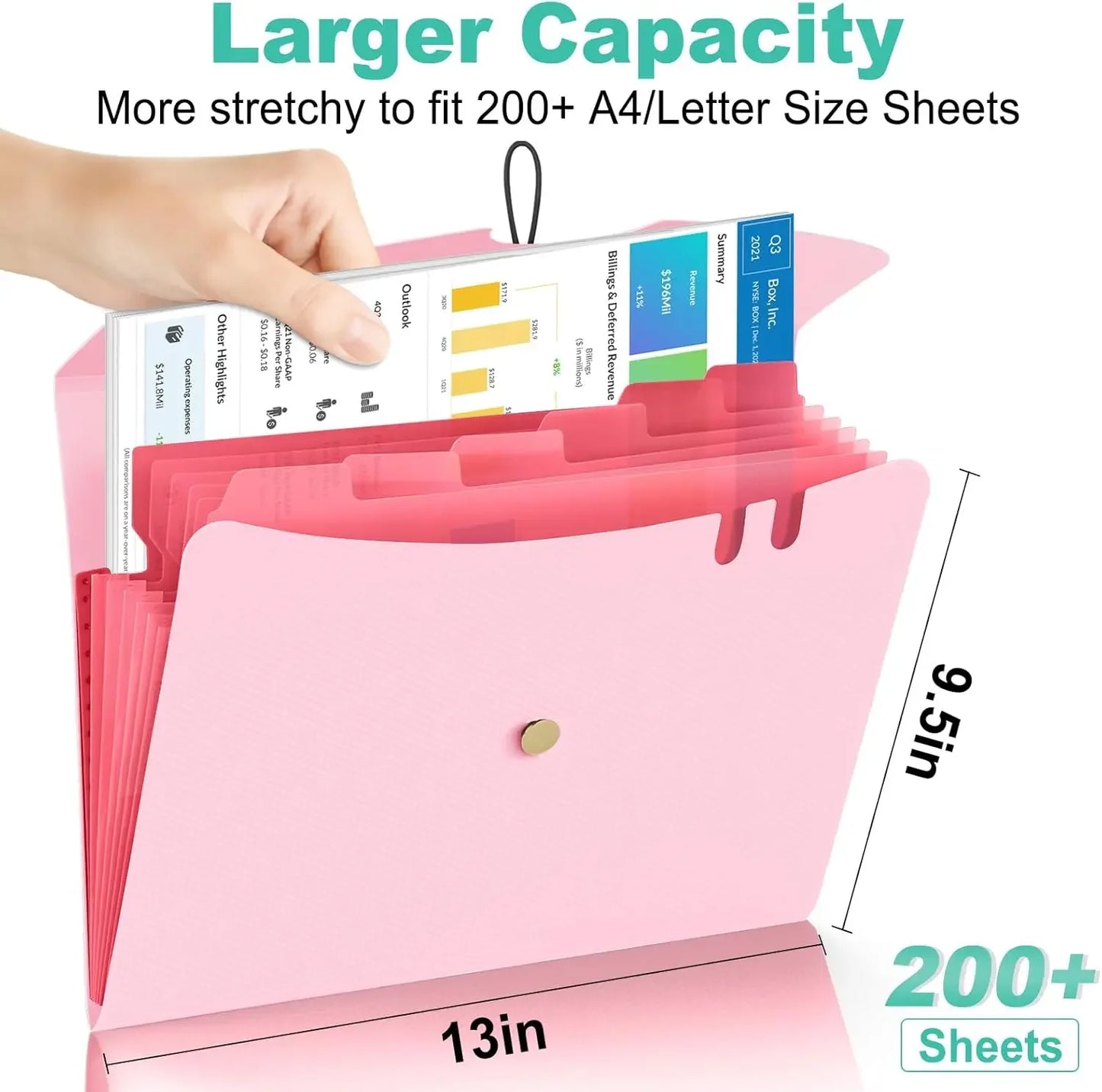 Expandable File Folder With 5 Pockets Polypropylene Organizer Office