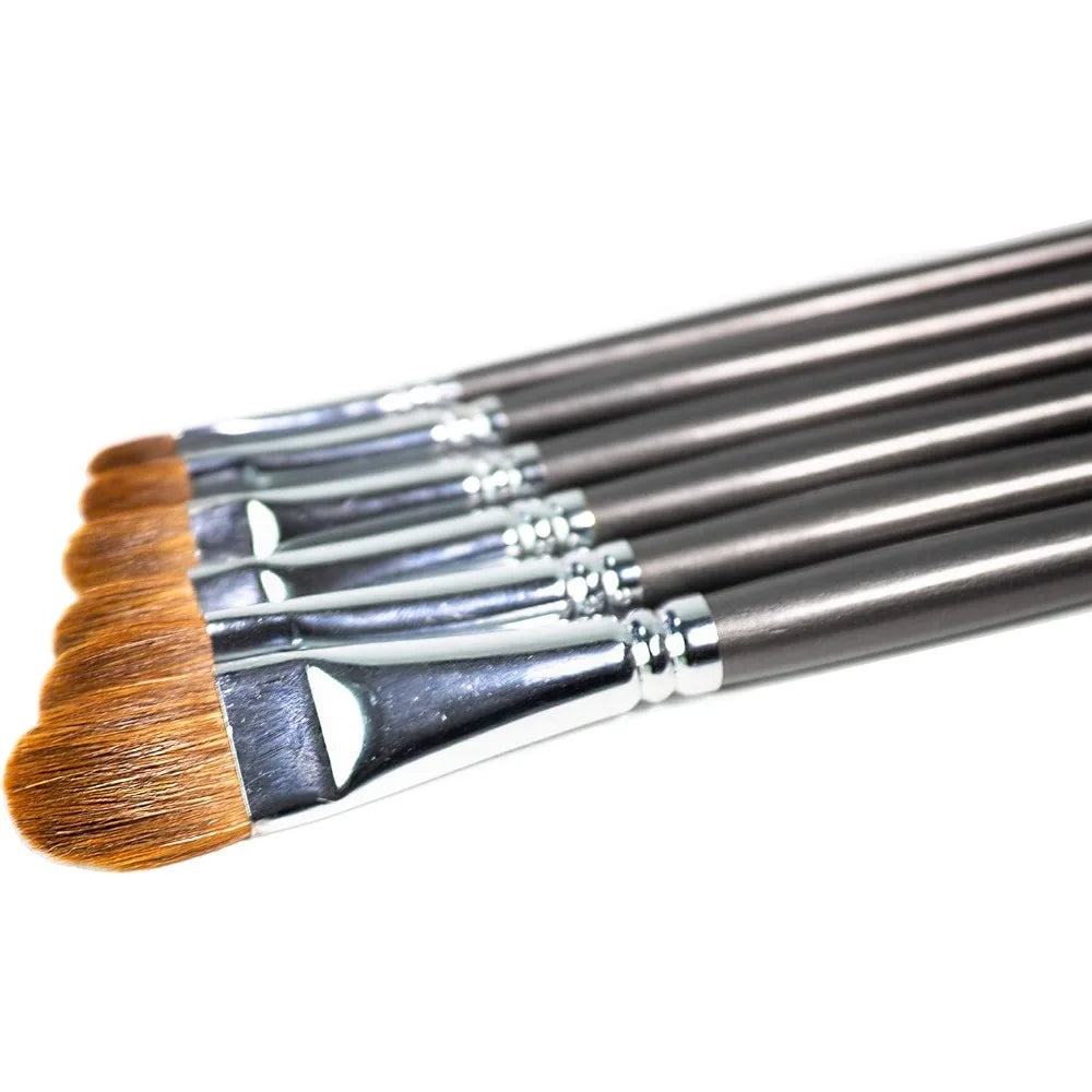 Filbert Paint Brushes Set of 6 Long-Handled for Acrylics