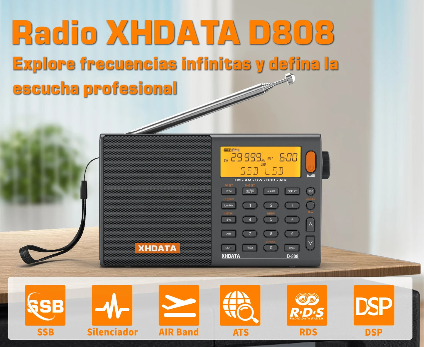 XHDATA D808 Multiband Radio Long Range AM FM SW MW