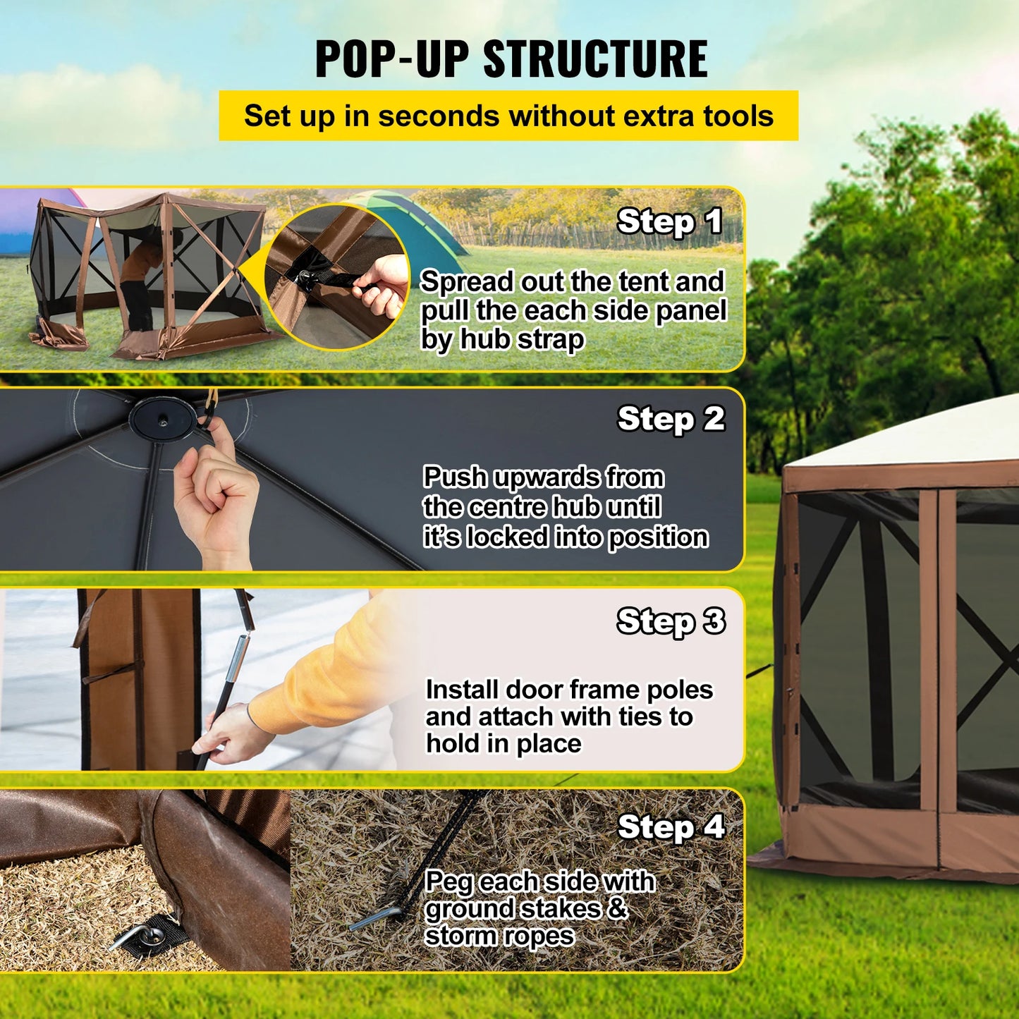 SucceBuy Pop Up Camping Gazebo Shelter for Outdoor Parties