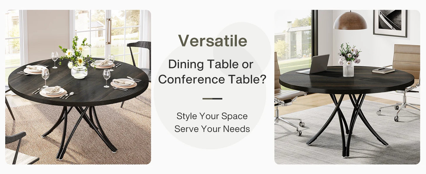 Tribesigns Round Dining Table For 4 To 6 People Farmhouse