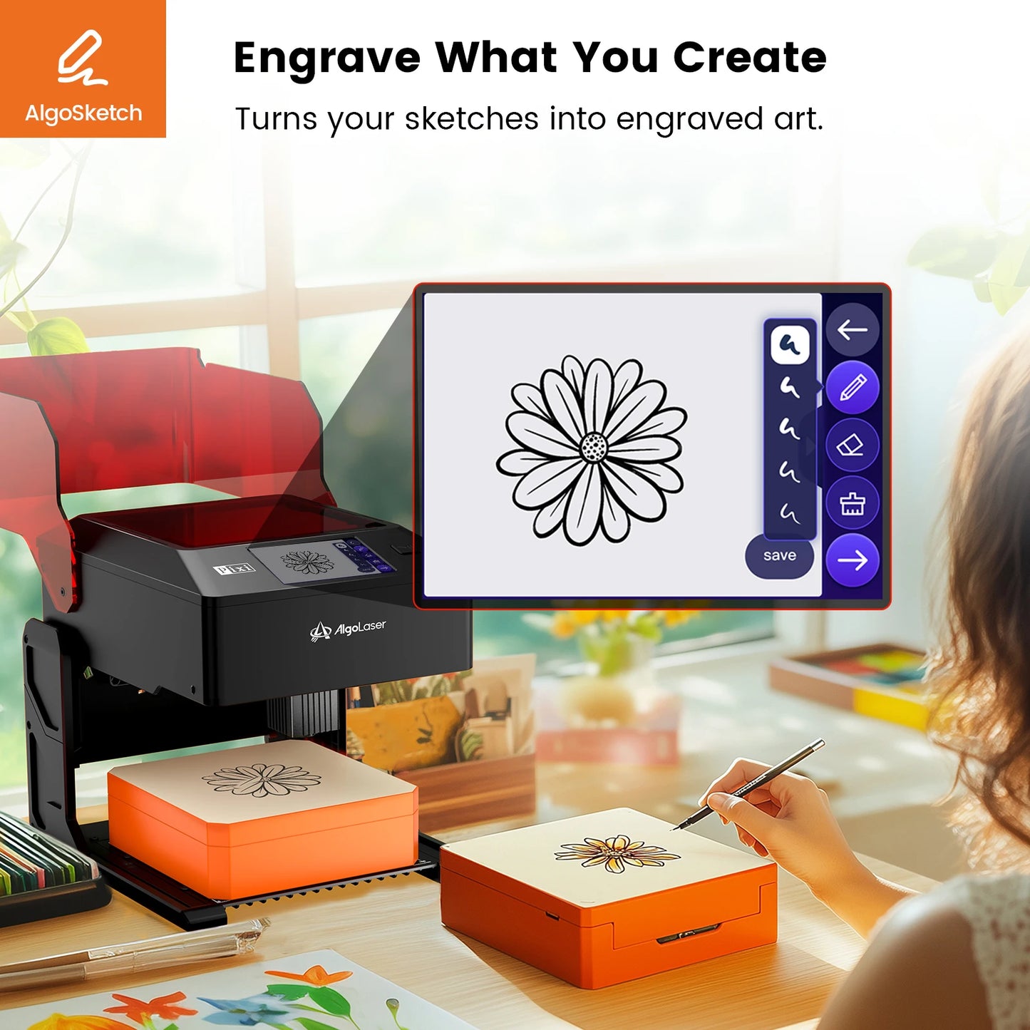 AlgoLaser Pixi 10W Touch Screen Desktop Engraving Machine