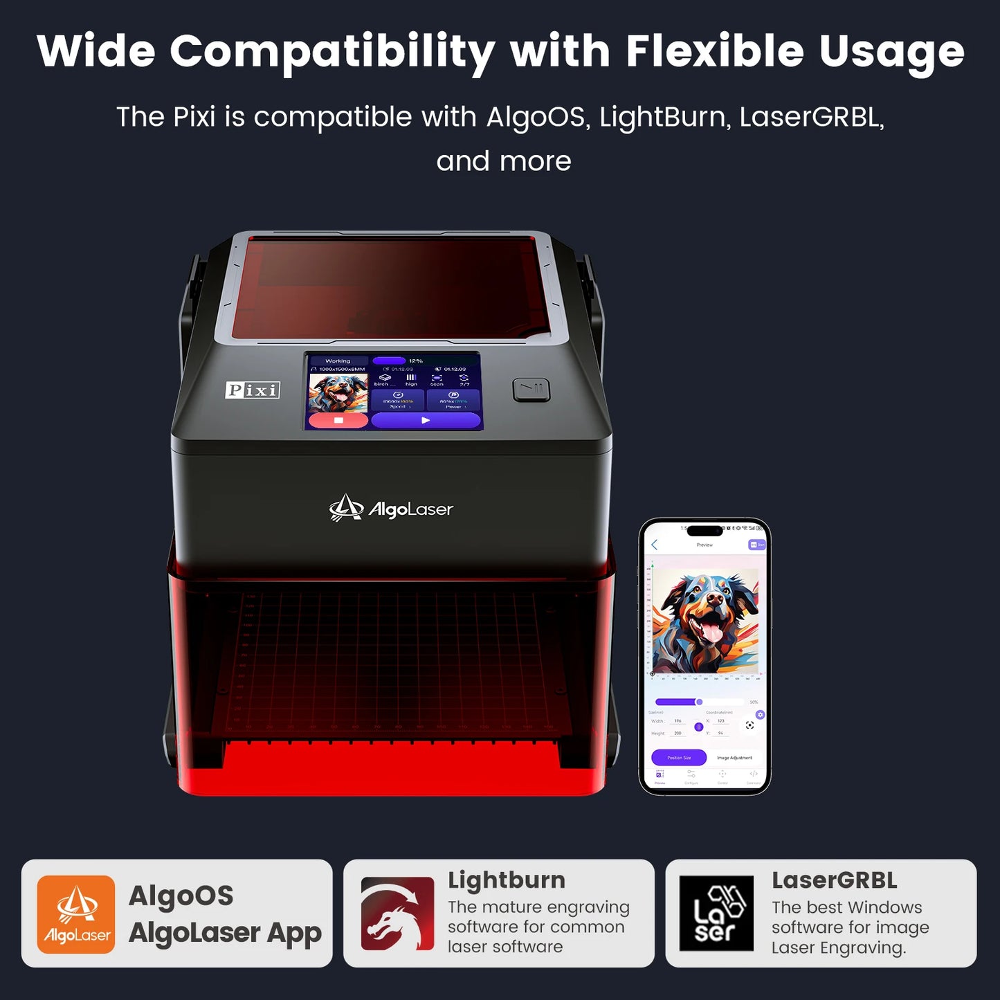 AlgoLaser Pixi 10W Touch Screen Desktop Engraving Machine