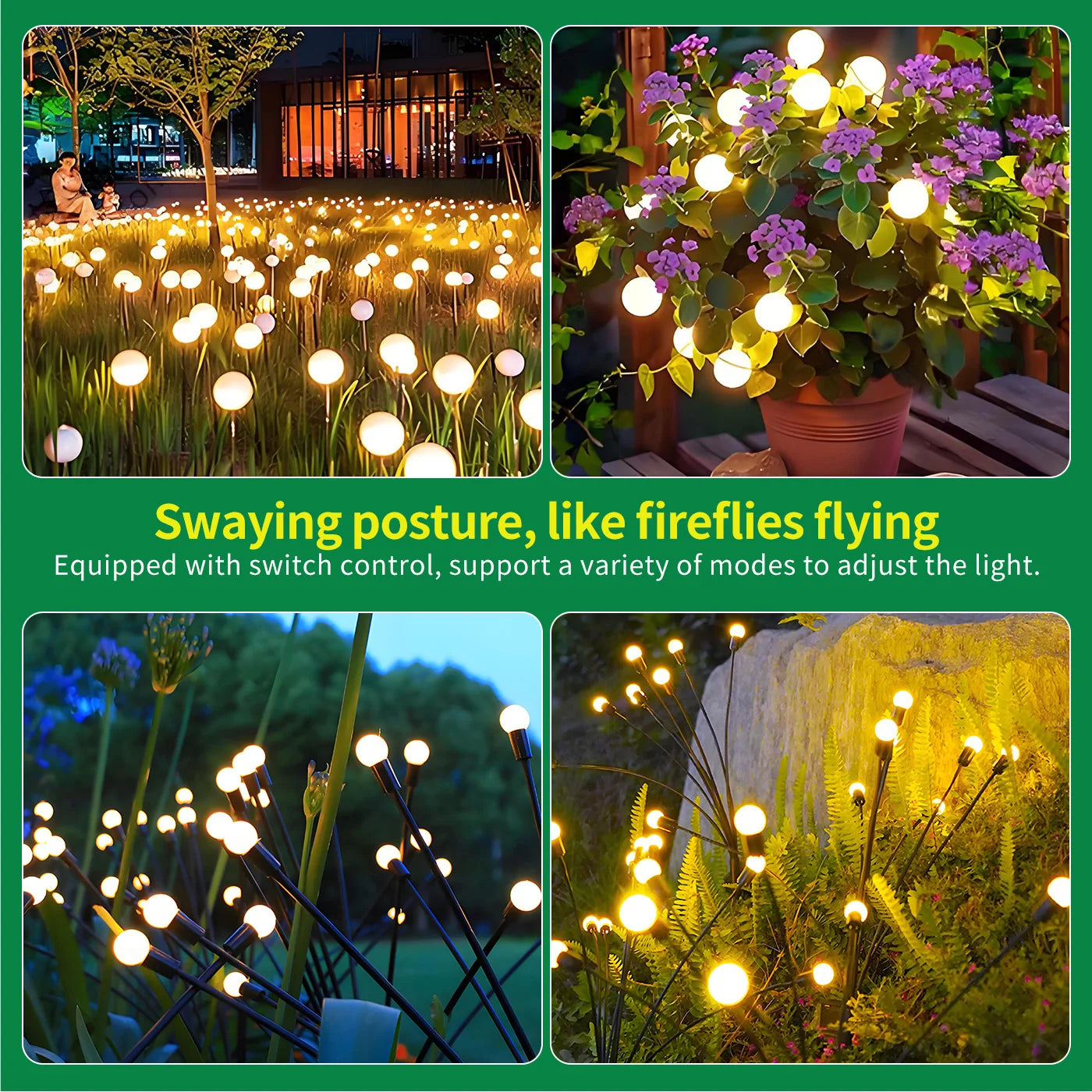8 Head Solar Firefly LED Outdoor Decorative Garden Pathway Lights