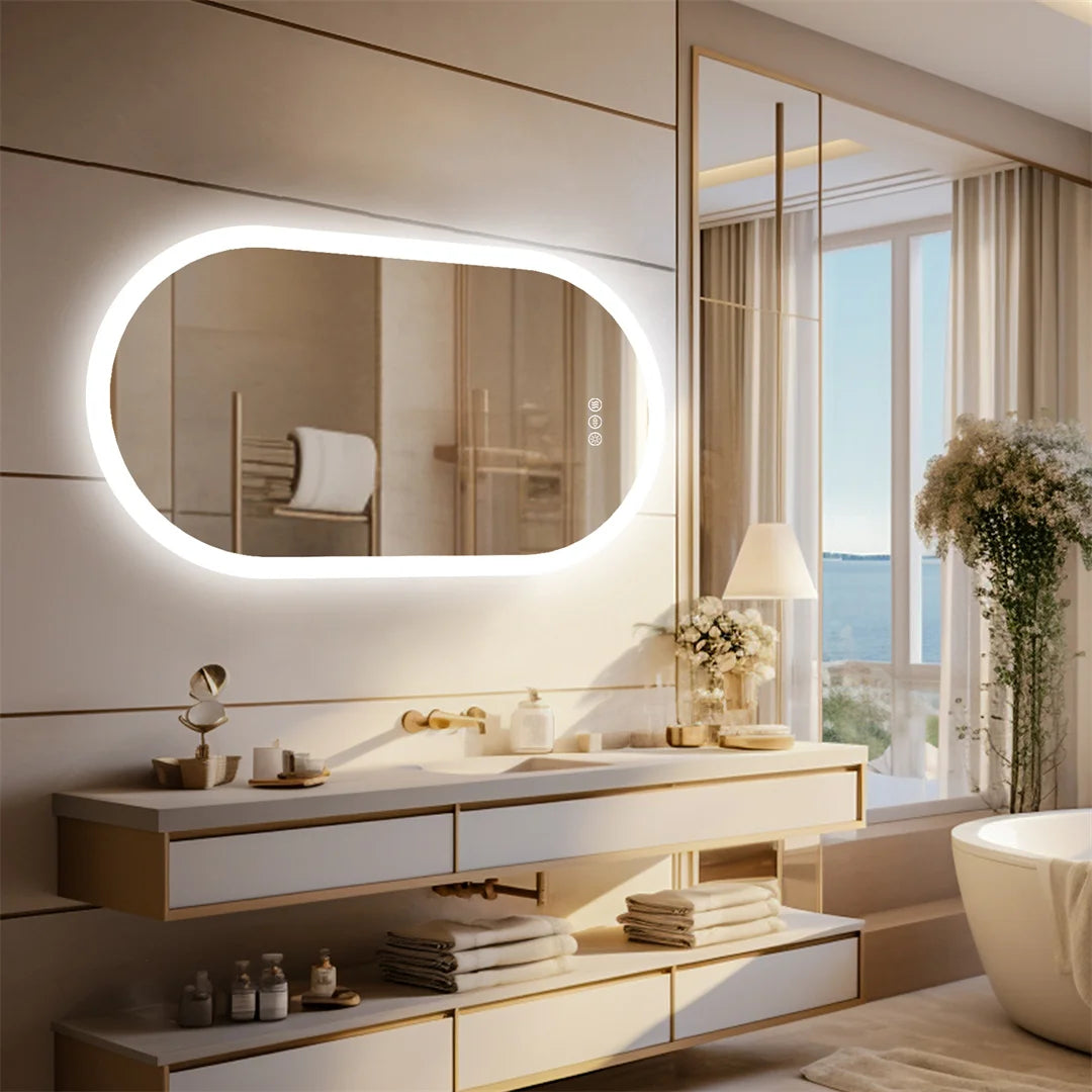 LUVODI LED Backlit Bathroom Mirror With Touch Dimming Defog IP44