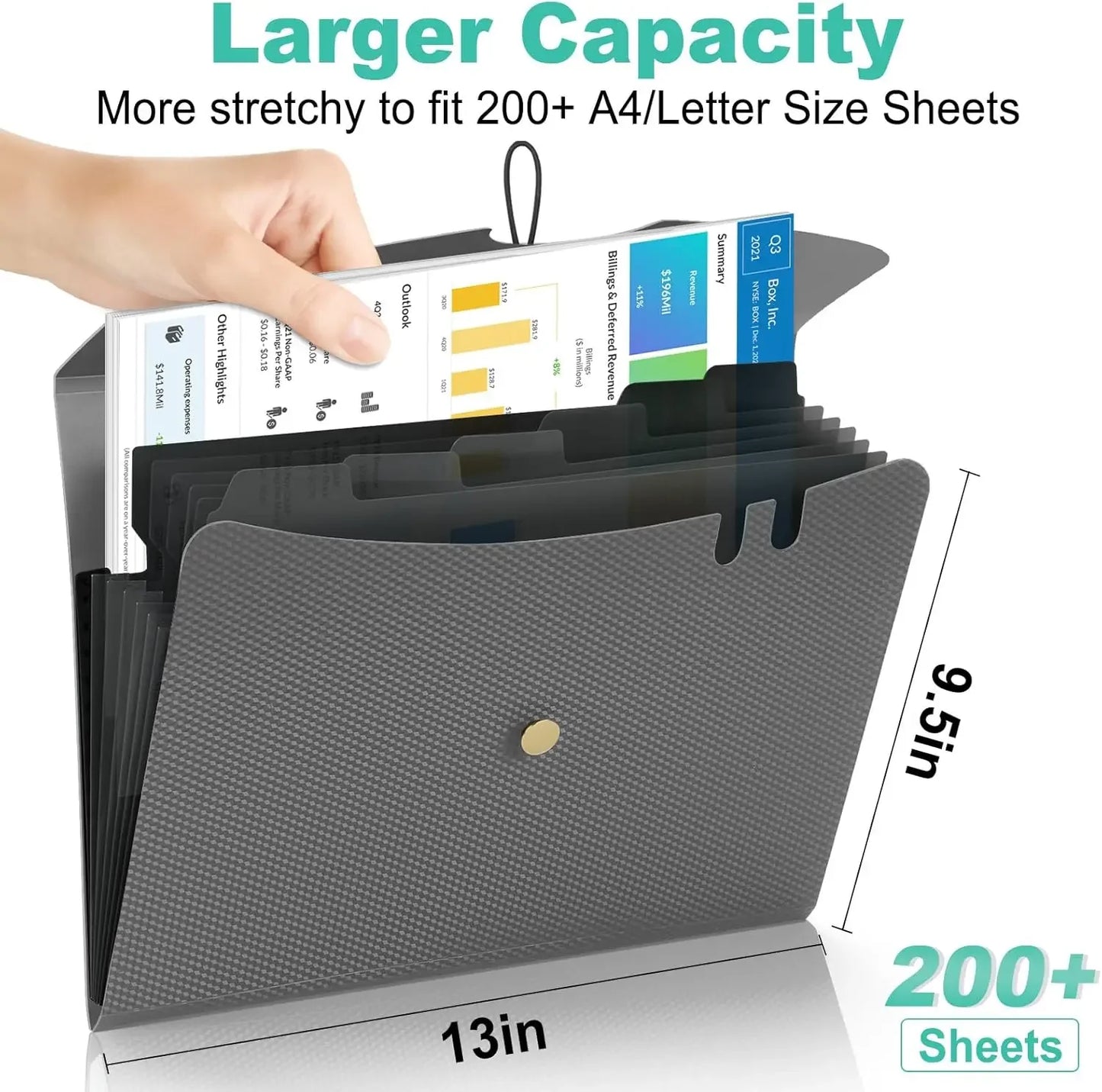 Expandable File Folder With 5 Pockets Polypropylene Organizer Office