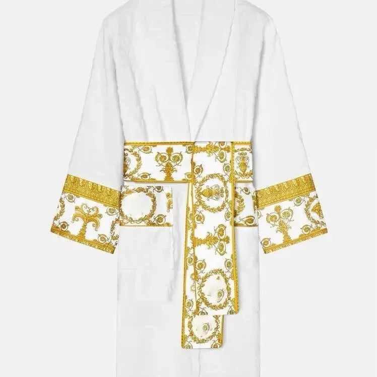 NONECN Fleece Bathrobe For Men And Women With Pockets