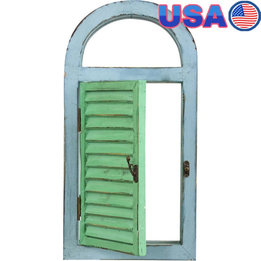 Dutrieux Vintage Rectangle Window Shutter Mirror For Rustic Decor