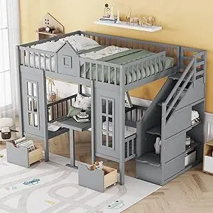 Loft Bed With Built In Storage Wardrobe And Windows
