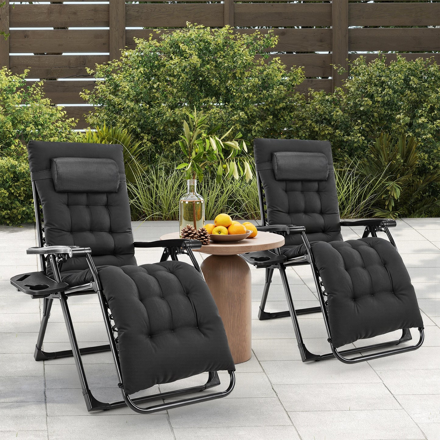 JHK Zero Gravity Recliner Patio Lounge Chair With Cup Holder
