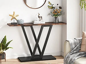 LITTLE TREE Industrial Console Table for Entryway and Living Room
