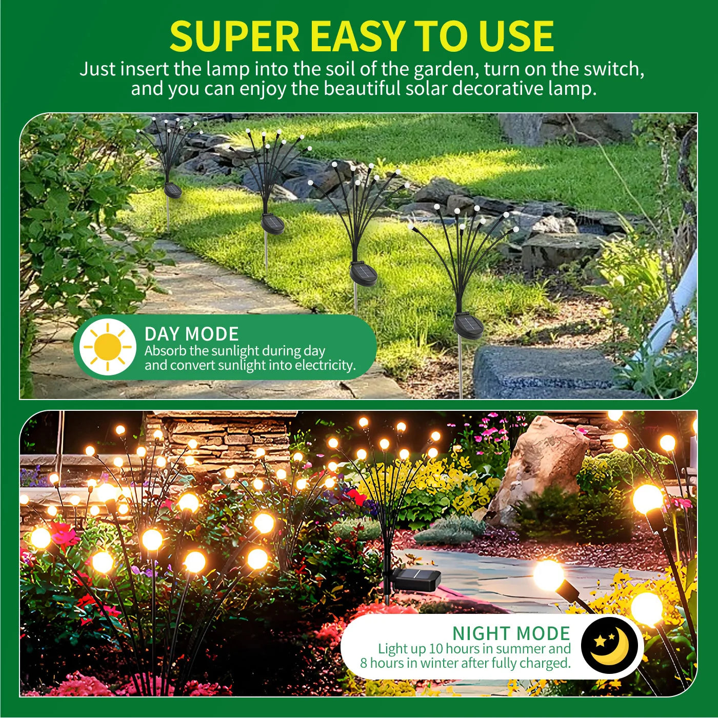 8 Head Solar Firefly LED Outdoor Decorative Garden Pathway Lights
