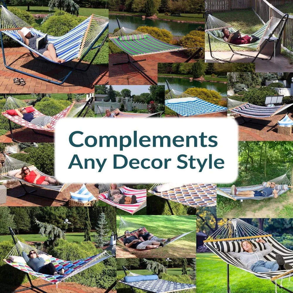 Sunnydaze Quilted Outdoor Hammock With Spreader Bars 450 Pound
