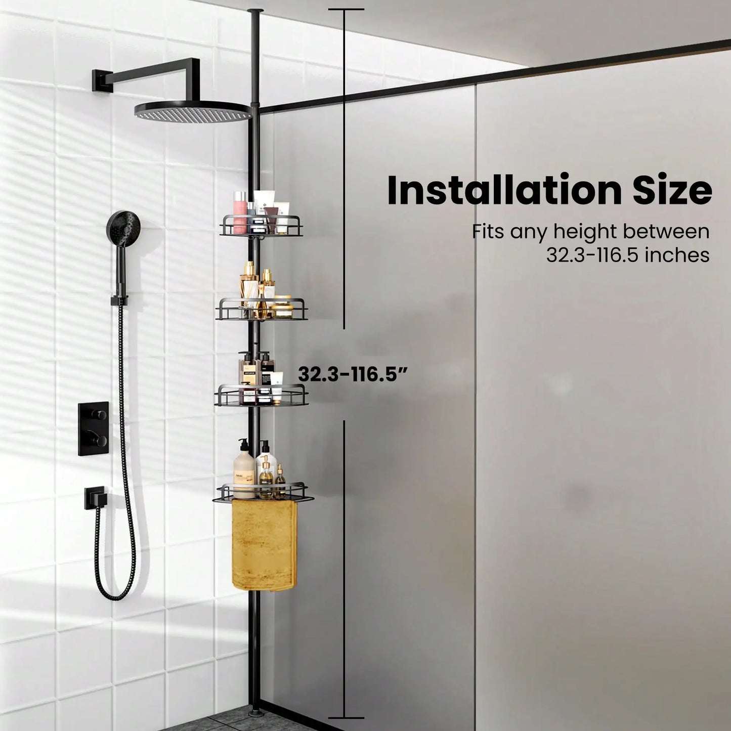 4-Tier No-Drilling Corner Shower Caddy for Inside Shower