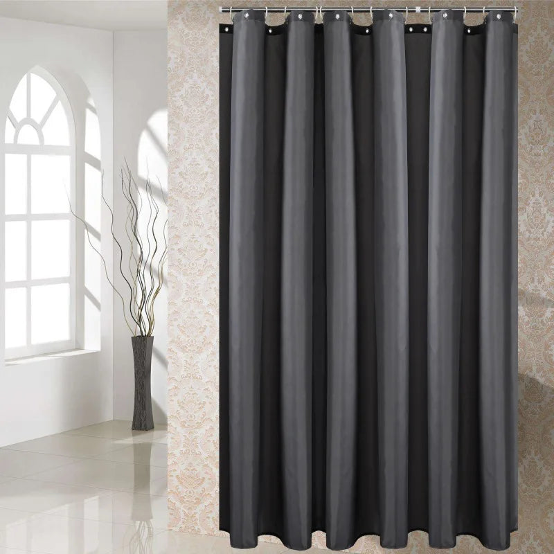 Polyester Fabric Shower Curtain Liner Mildew Proof Waterproof With Hooks