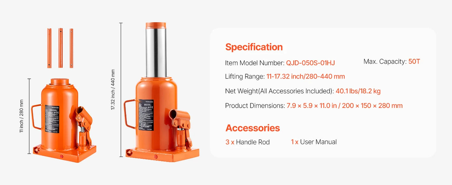 SucceBuy Hydraulic Bottle Jack With Long Handle For Vehicles