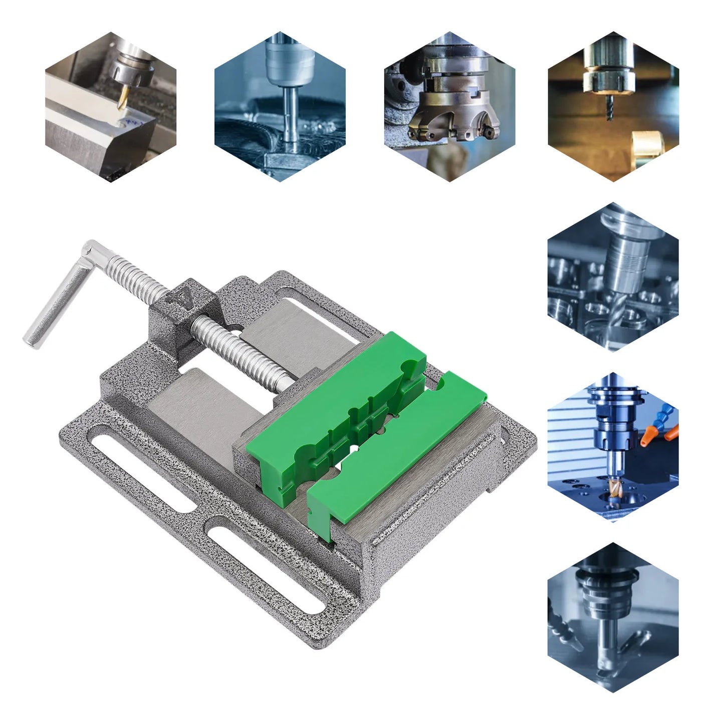 Drill Press Vise Cast Iron And Steel Secure Base Sawtooth Jaws