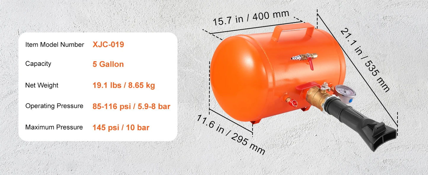 SucceBuy Tire Bead Blaster 5 Gallon Capacity With Pressure Gauge