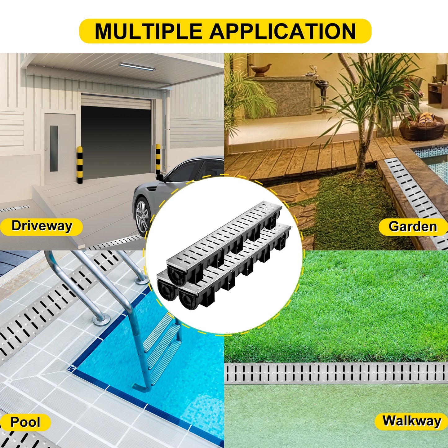 Stainless Steel Driveway Floor Trench Drain Channel HDPE Drainage Cover