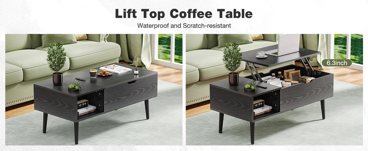 JHK Lift Top Coffee Table With Storage For Living Room
