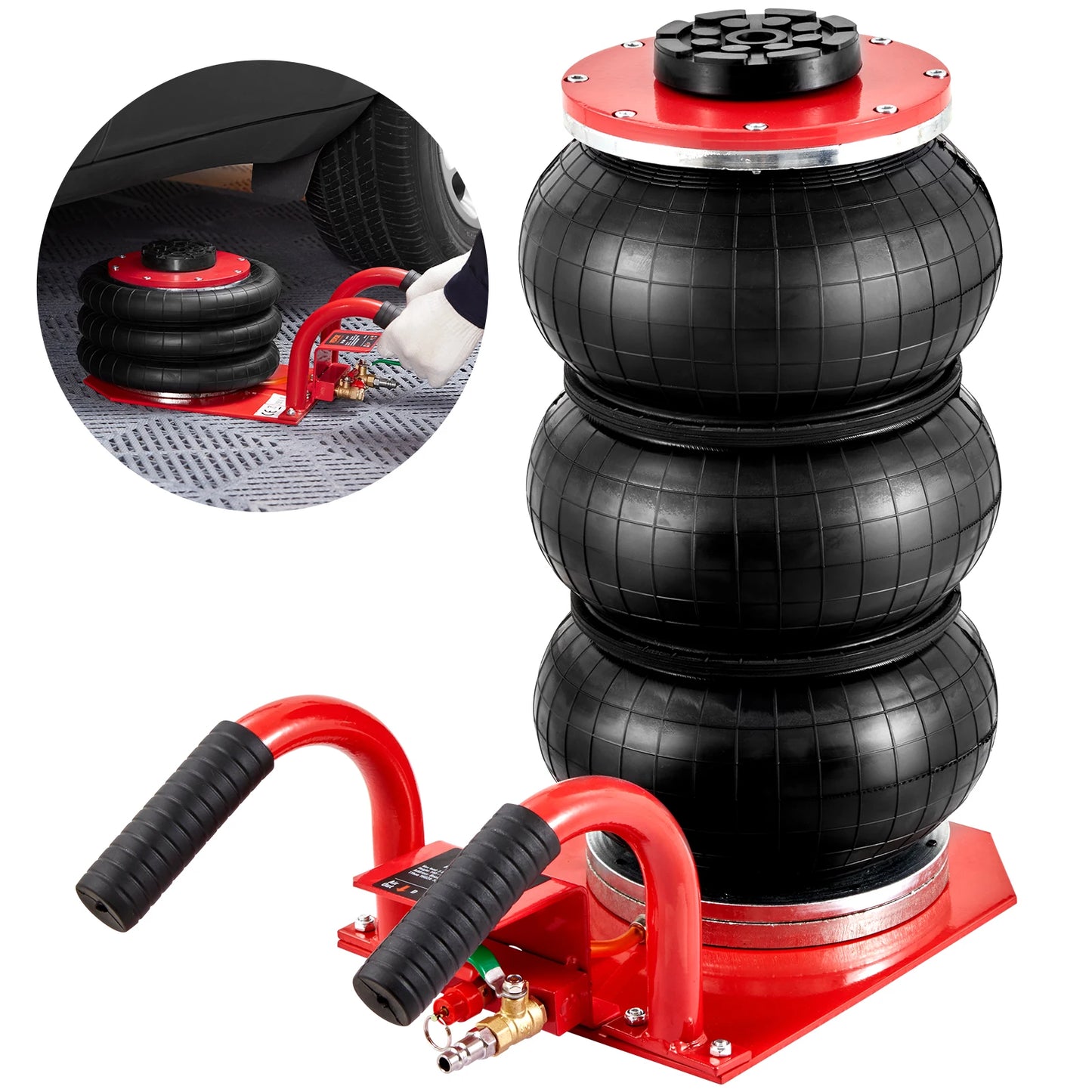 SucceBuy Triple Bag Air Jack 3 Ton Portable Pneumatic Jack