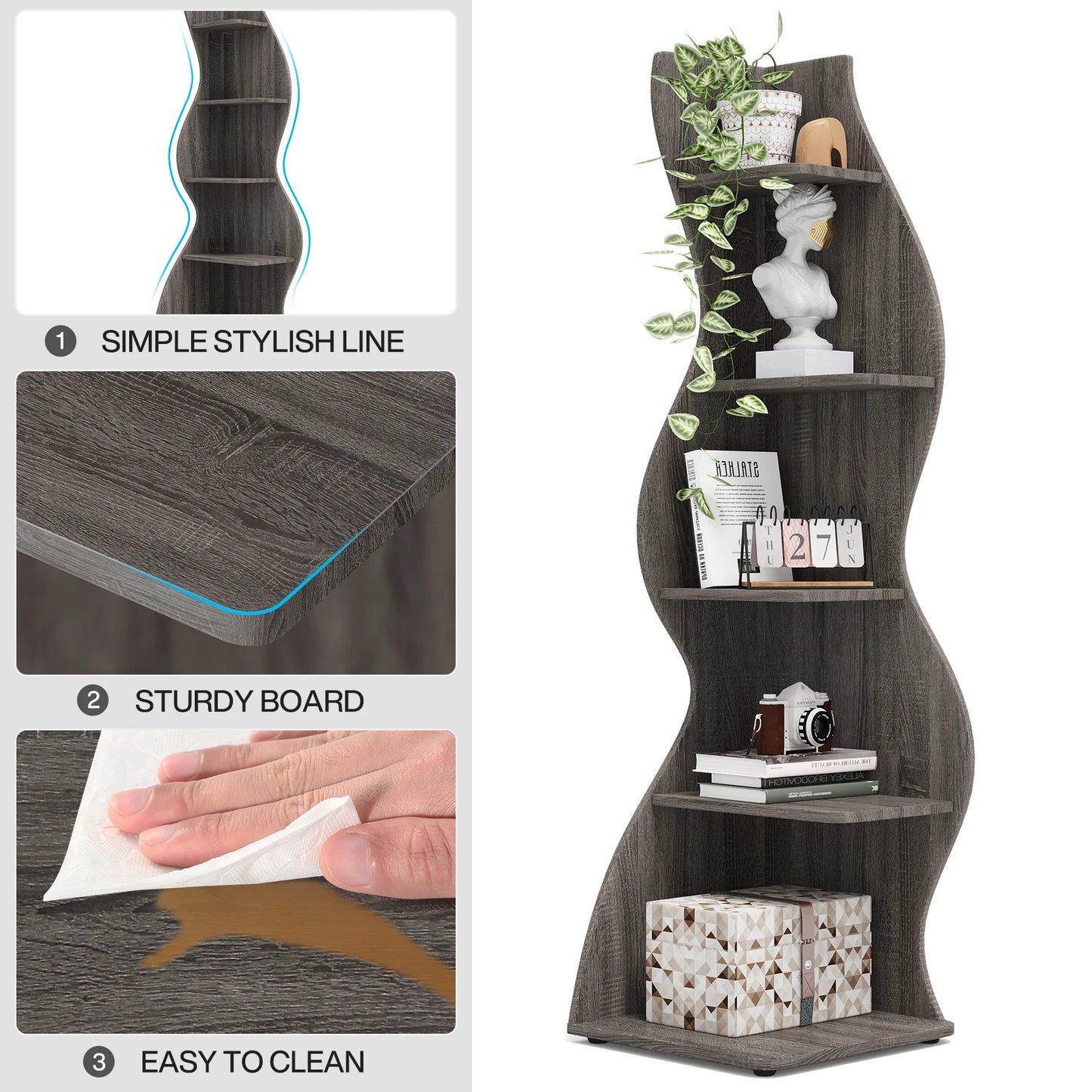 Tribesigns 5 Tier Corner Shelf Wall Bookshelf Plant Stand
