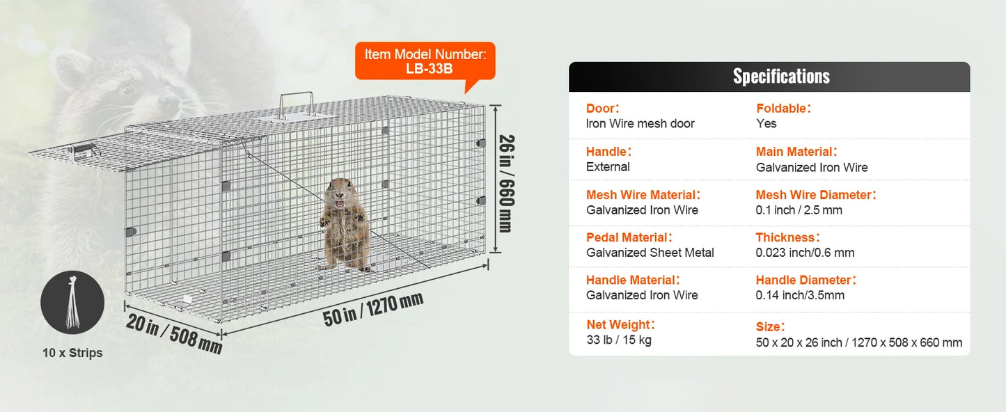 SucceBuy Live Animal Cage Trap Humane Rodent Control For Cats